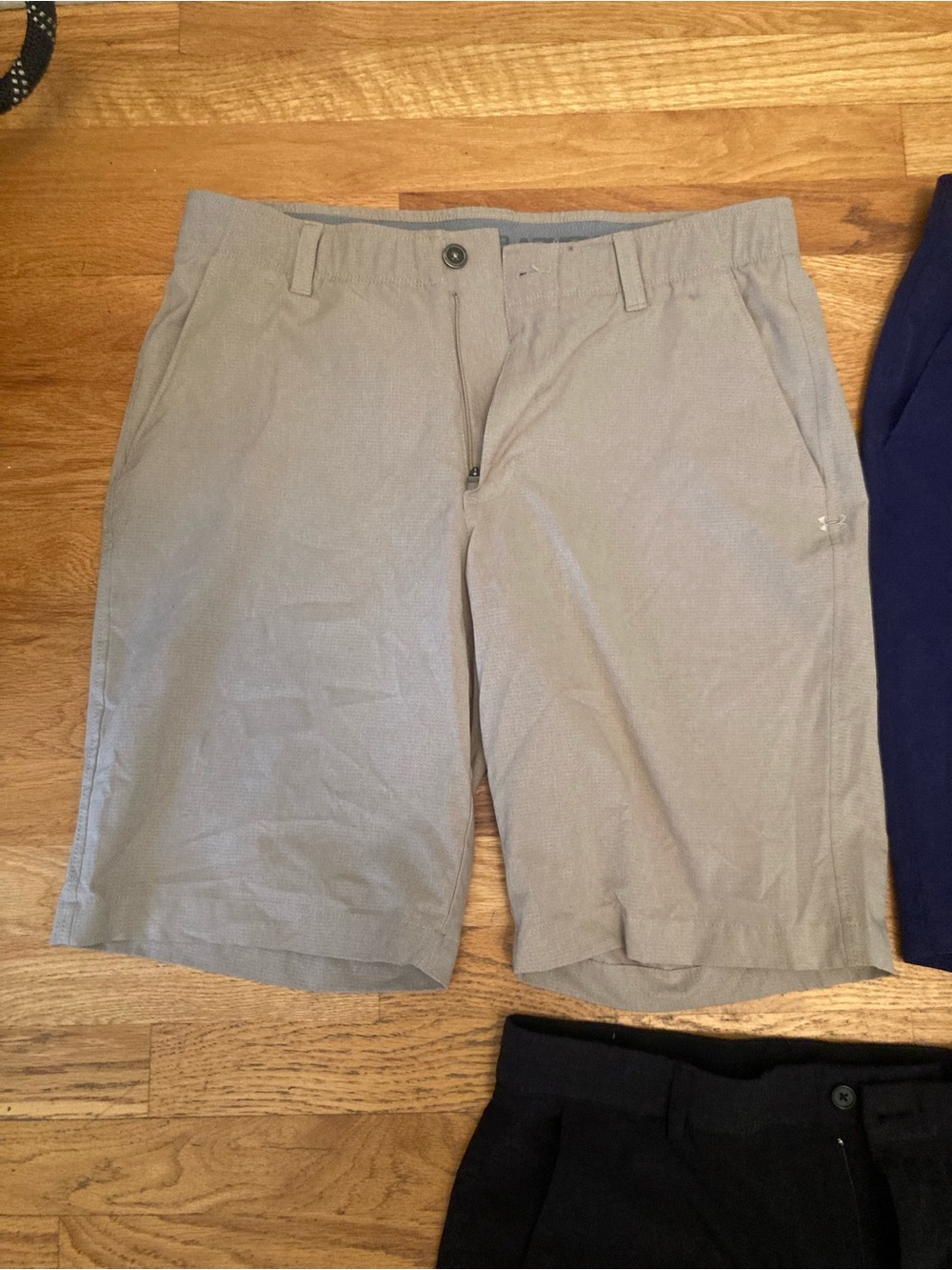 Under Armour and Greg Norman Men's Flat-Front Shorts Trio - Tan, Navy, Black - Picture 4 of 8